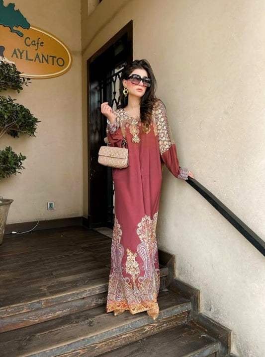 TFC "Main Malang" Kaftan Our statement prints, color play and thematic details embodying the true spirit of the TFC. Oversized Crepe Silk non sheer premium fabric