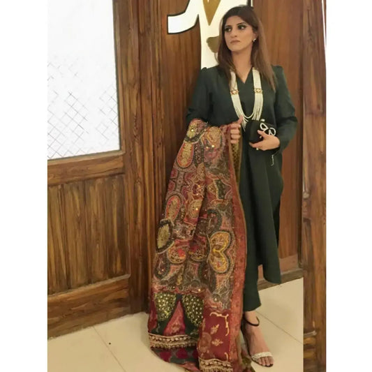 Bundhani Complete Attire with TFC Theme Shawl Fabric : Raw Silk