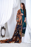 TFC Theme Silk Shawl Black Chaddar with Hand block print and embroidered motives