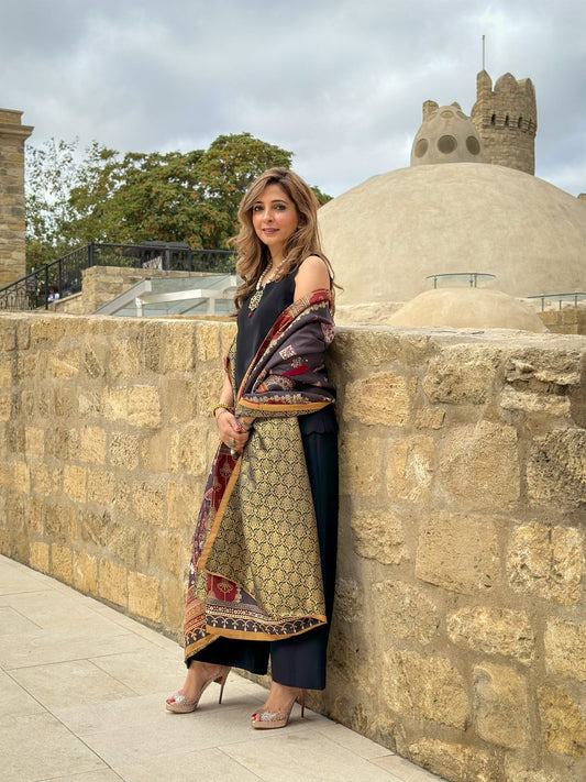 TFC Theme silk shawl with raw silk outfit